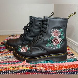 Doc Martens, 1460 VONDA Reclaimed Leather Floral Print Lace Up Boots, Women’s